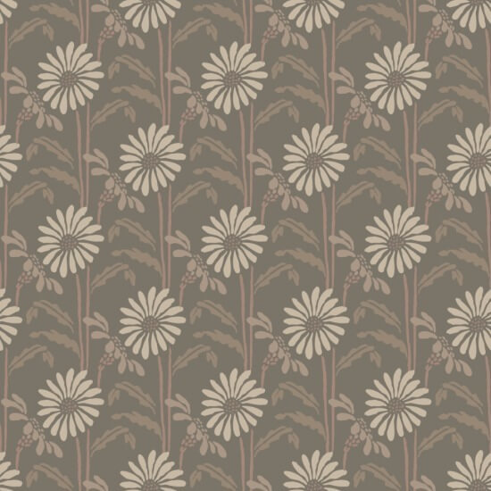 Woodland Bloom Earthy Umber Floral Wallpaper