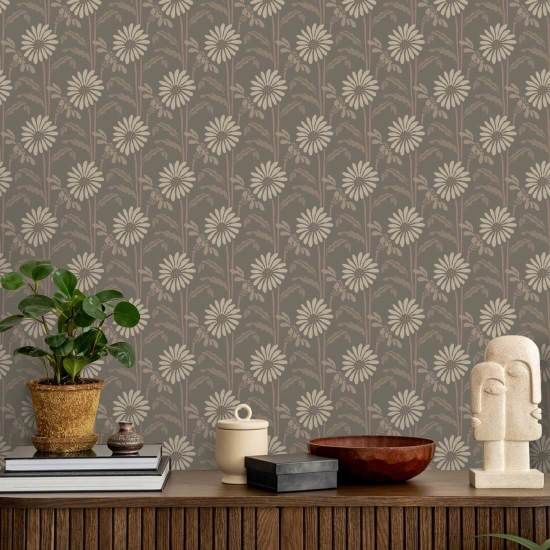 Fioritura dei boschi Carta da parati floreale Earthy Umber