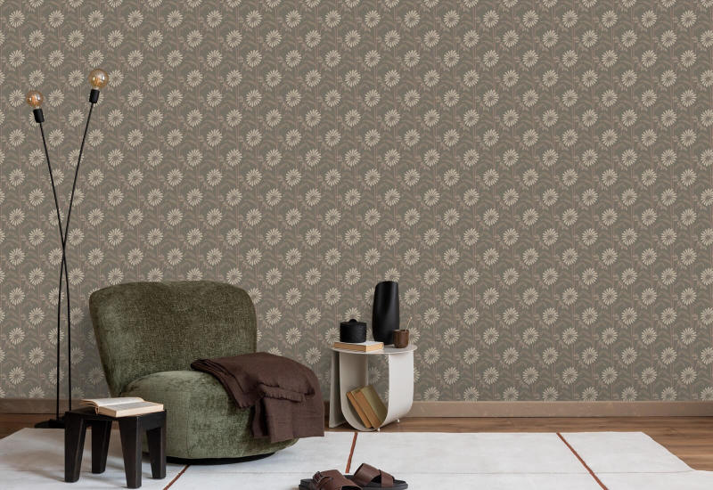 Woodland Bloom Earthy Umber Floral Wallpaper