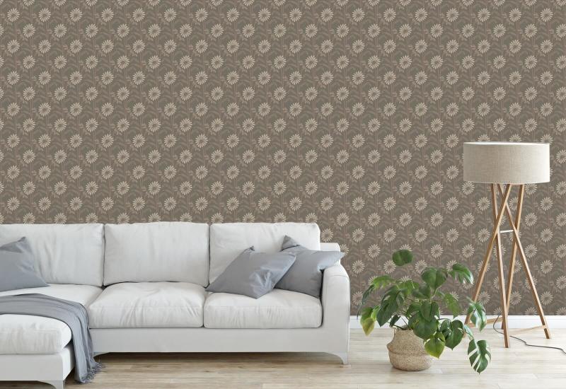 Skogsblom Earthy Umber blommig tapet