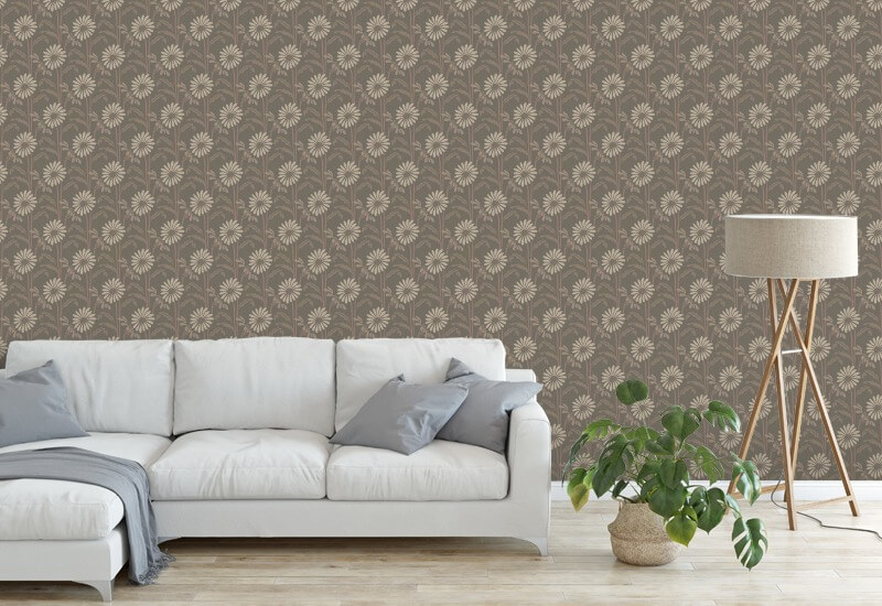 Woodland Bloom Earthy Umber Floral Wallpaper