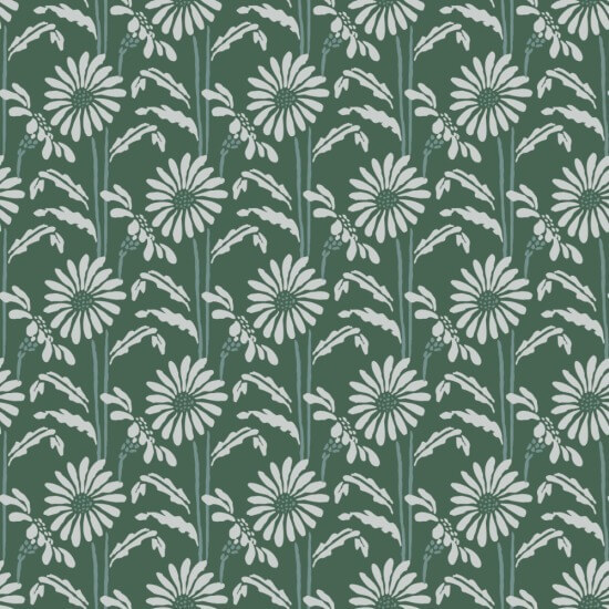 Woodland Bloom Forest Jade Floral Wallpaper