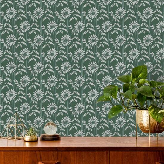 Woodland Bloom Papier peint floral Forest Jade