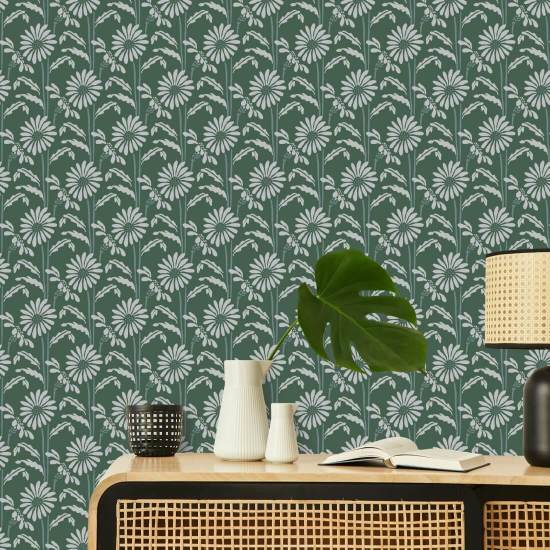 Skogsblom Forest Jade blommig tapet