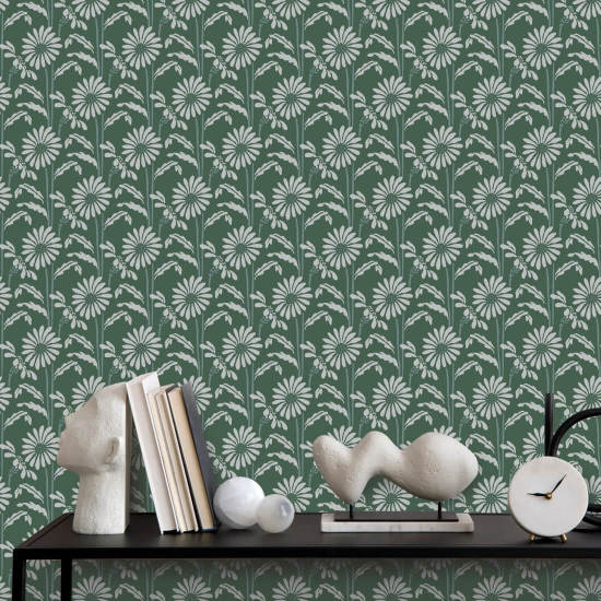 Woodland Bloom Forest Jade blomsterbakgrunn