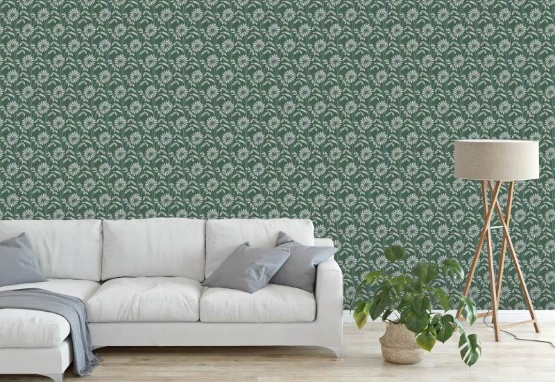 Fioritura dei boschi Carta da parati floreale Forest Jade