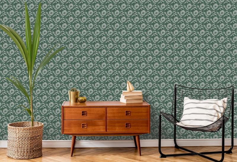 Woodland Bloom Forest Jade blomsterbakgrunn