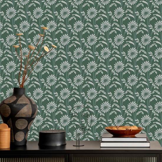 Skogsblom Forest Jade blommig tapet