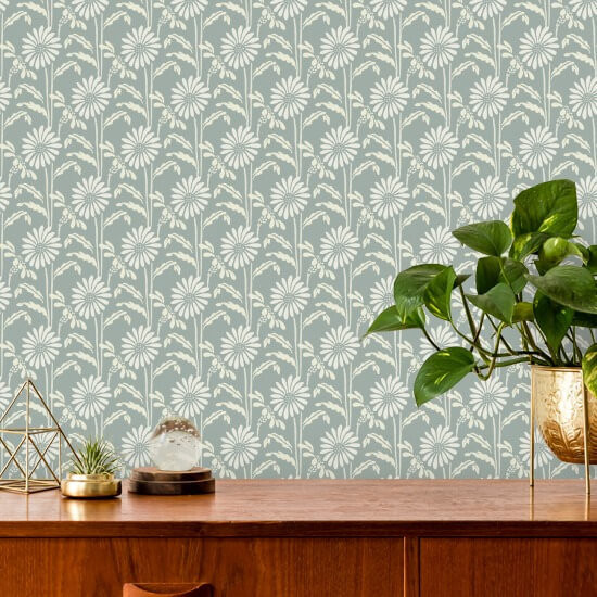 Woodland Bloom Powder Ash Floral Bakgrunn