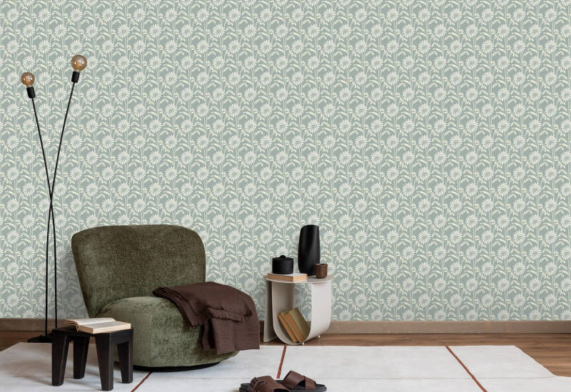 Woodland Bloom Powder Ash Floral Bakgrunn