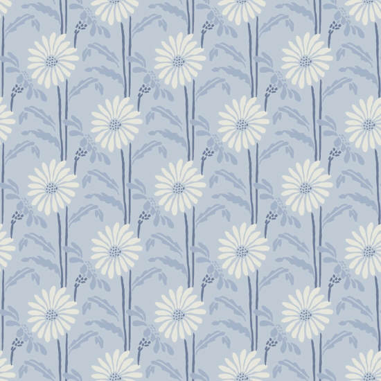 Bloei in het bos Porseleinblauw bloemenbehang