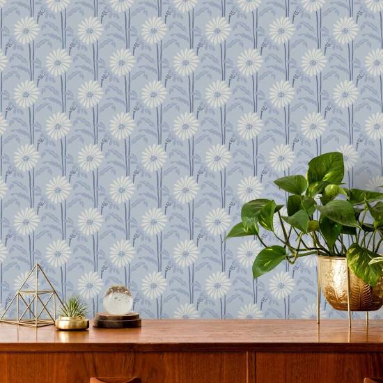 Woodland Bloom Porcelain Blue Floral Wallpaper