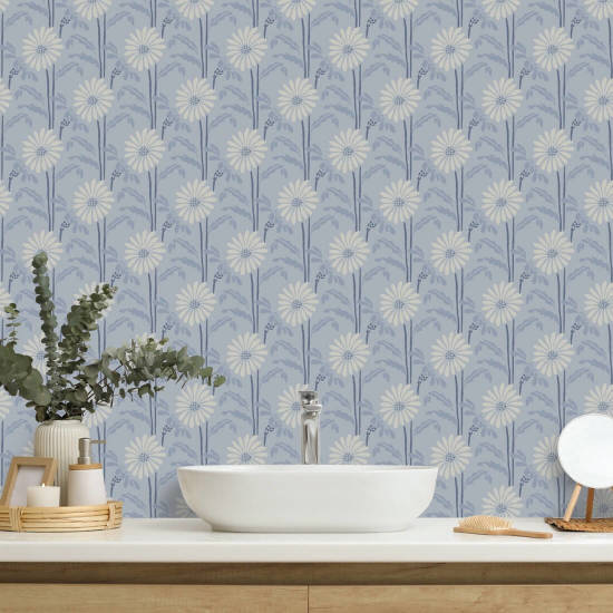 Woodland Bloom Porcelain Blue Floral Wallpaper