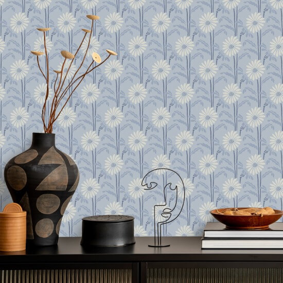 Woodland Bloom Porcelain Blue Floral Wallpaper