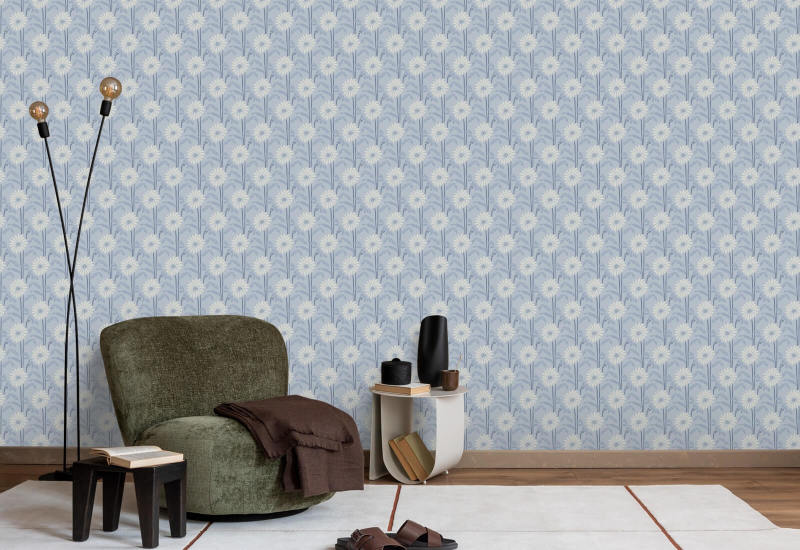 Woodland Bloom Porcelain Blue Floral Wallpaper