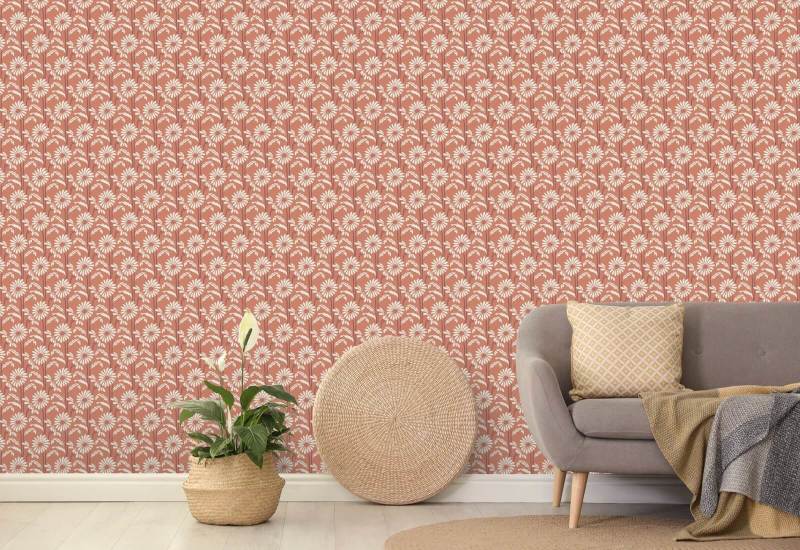 Bloei in het bos Roze peperkorrel bloemenbehang