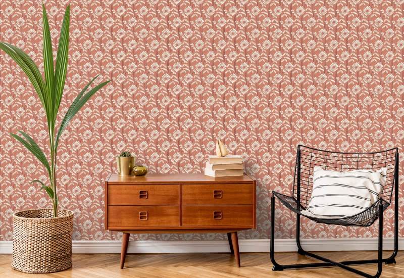 Floración del bosque Papel pintado floral Pink Peppercorn