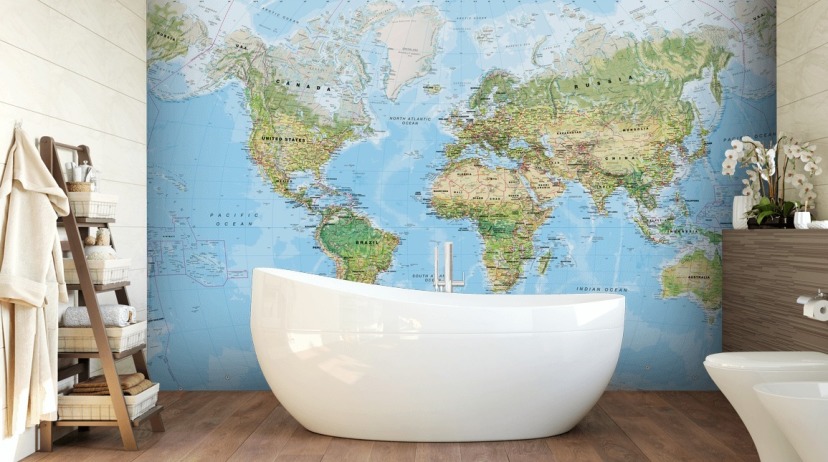 World Map Wallpaper & Wall Murals | Wallsauce US