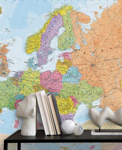 färgstark europeisk karta tapet väggmålning kallad Political Europe Karta för hemmakontor, sovrum och matsalar färgstark europeisk karta tapet väggmålning kallad Political Europe Karta för hemmakontor, sovrum och matsalar