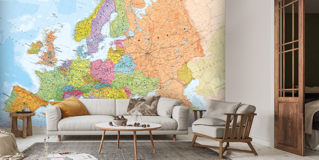 Carta da parati murale con mappa dell'Europa