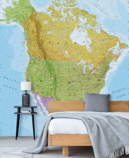 Mural de pared Mapa político de Norteamérica