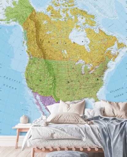 Mural de pared Mapa político de Norteamérica
