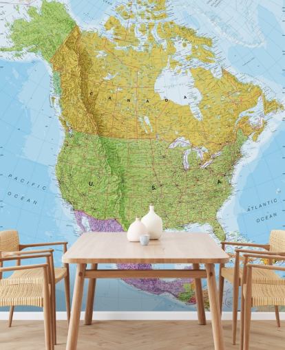 Politische Nordamerika-Karte Fototapete