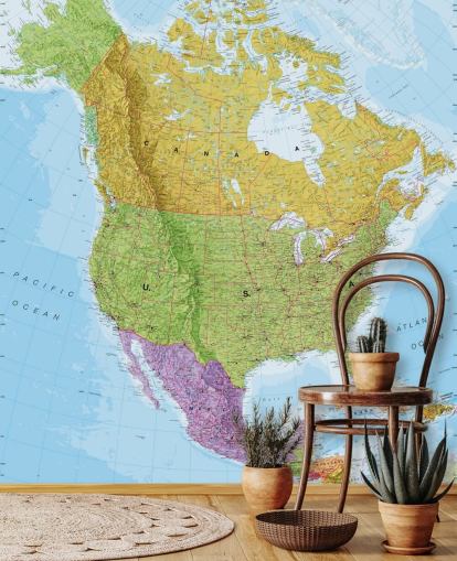 Political North America Map wall mural Political North America Map wall mural