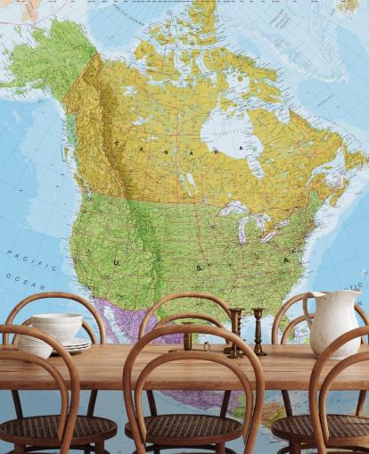 Political North America Map wall mural
