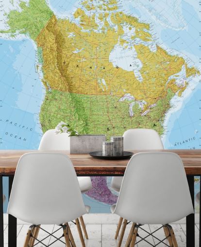 Murale con mappa politica del Nord America