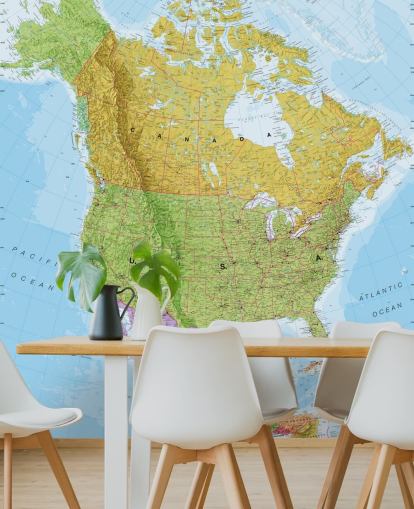 Murale con mappa politica del Nord America