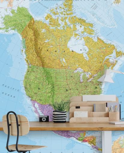 Political North America Map wall mural Political North America Map wall mural