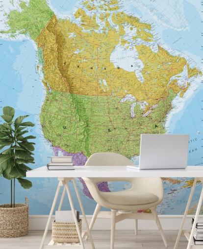 Political North America Map wall mural