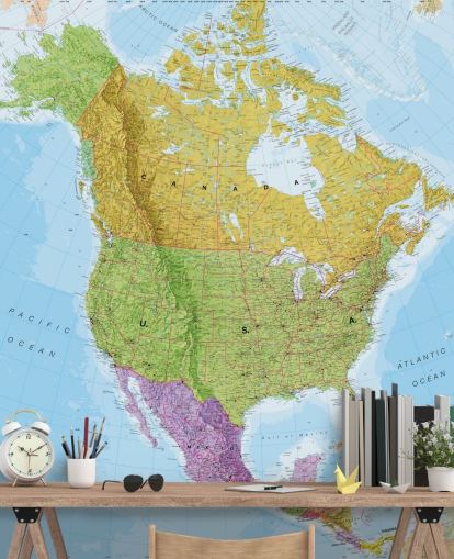 Mural de pared Mapa político de Norteamérica