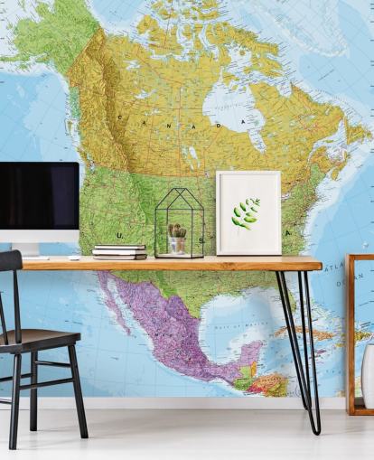 Mural de pared Mapa político de Norteamérica