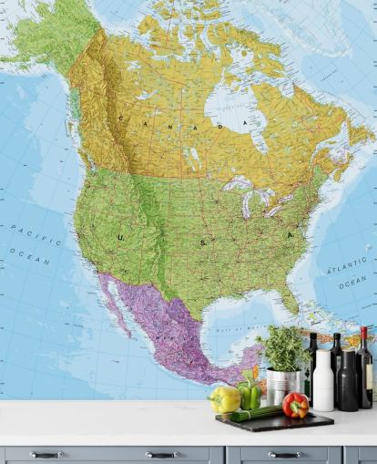 Mural de pared Mapa político de Norteamérica