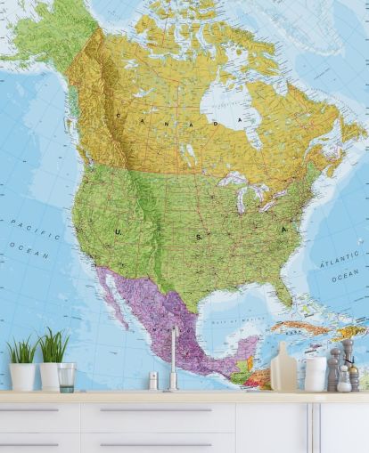 Political North America Map wall mural