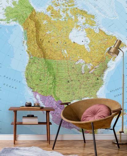 Mural de pared Mapa político de Norteamérica
