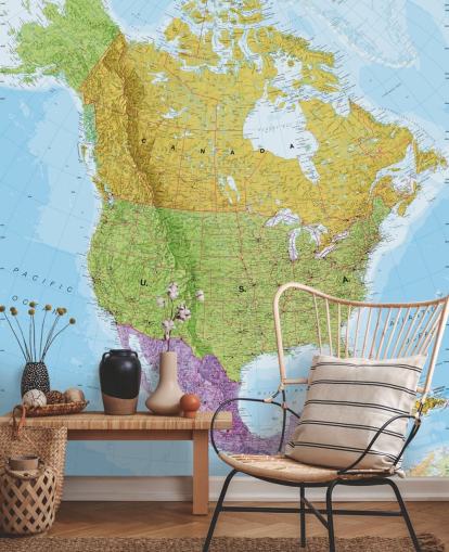 Political North America Map wall mural