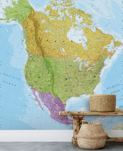 Political North America Map wall mural