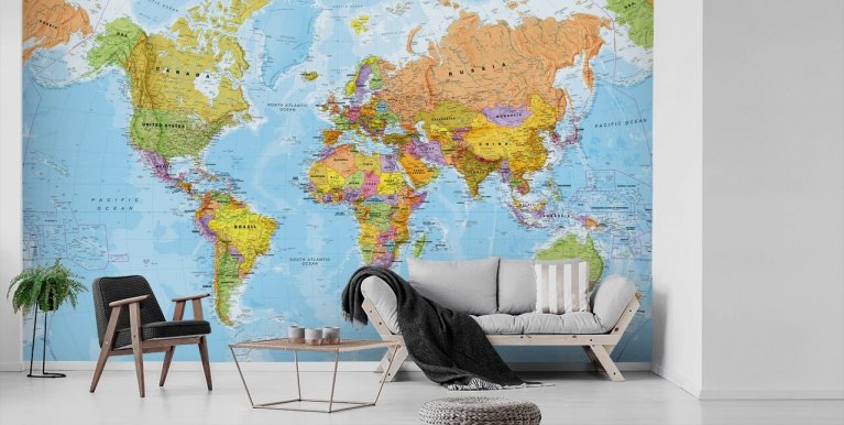 World Map Wallpaper Murals for Walls  Wallmur