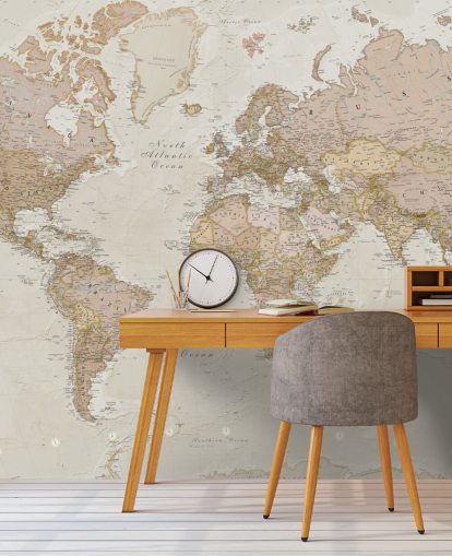 Hellbraune, anpassbare Weltkarte-Tapete mit dem Titel Antique World Map von Lovell Johns für Schlafzimmer Hellbraune, anpassbare Weltkarte-Tapete mit dem Titel Antique World Map von Lovell Johns für Schlafzimmer