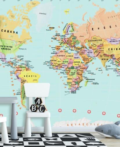 Carta da parati con mappa mondiale dei paesi Carta da parati con mappa mondiale dei paesi