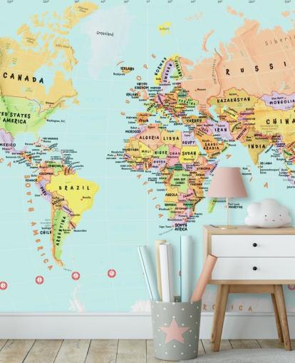 Carta da parati con mappa mondiale dei paesi Carta da parati con mappa mondiale dei paesi