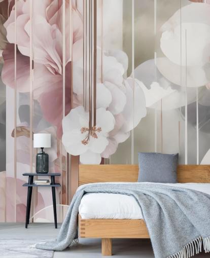 mural floral rosa personalizável chamado Architecture of Nature Pink de Marina Stupakova