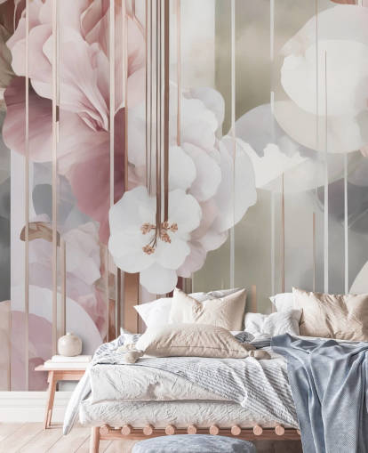 mural floral rosa personalizável chamado Architecture of Nature Pink de Marina Stupakova mural floral rosa personalizável chamado Architecture of Nature Pink de Marina Stupakova