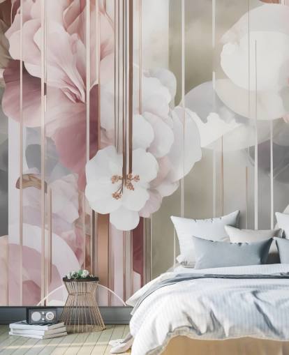 customisable pink floral mural called Architecture of Nature Pink by Marina Stupakova