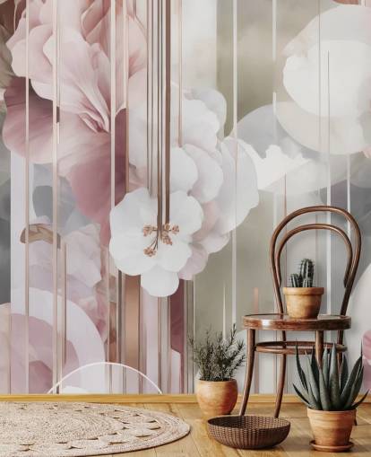 murale floreale rosa personalizzabile chiamato Architecture of Nature Pink di Marina Stupakova