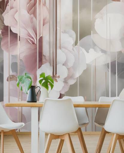 peinture murale florale rose personnalisable appelée Architecture of Nature Pink de Marina Stupakova