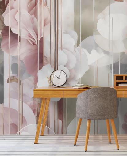 customizable pink floral mural called Architecture of Nature Pink by Marina Stupakova